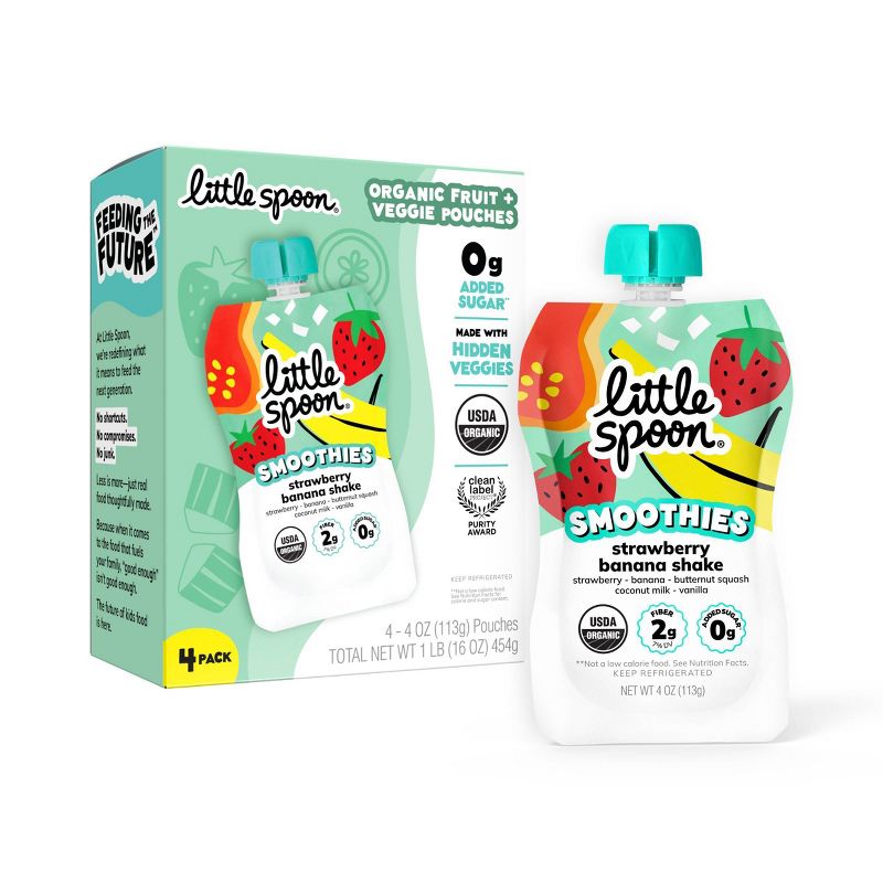 Little Spoon Strawberry Banana Organic Kids' Smoothie - 16oz/4ct Refrigerated Pouches by Little Spoon - Tier B kids snack