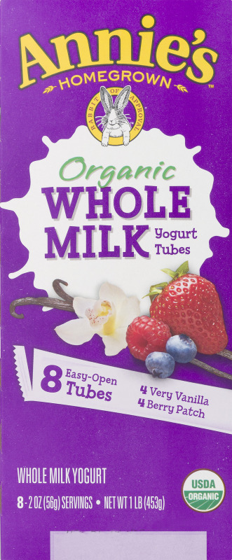 Organic Whole Milk Yogurt Tubes by Annie's Homegrown - Tier E kids snack