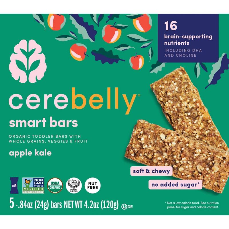 Cerebelly Organic Apple Kale Smart Snack Bars by Cerebelly - Tier B kids snack