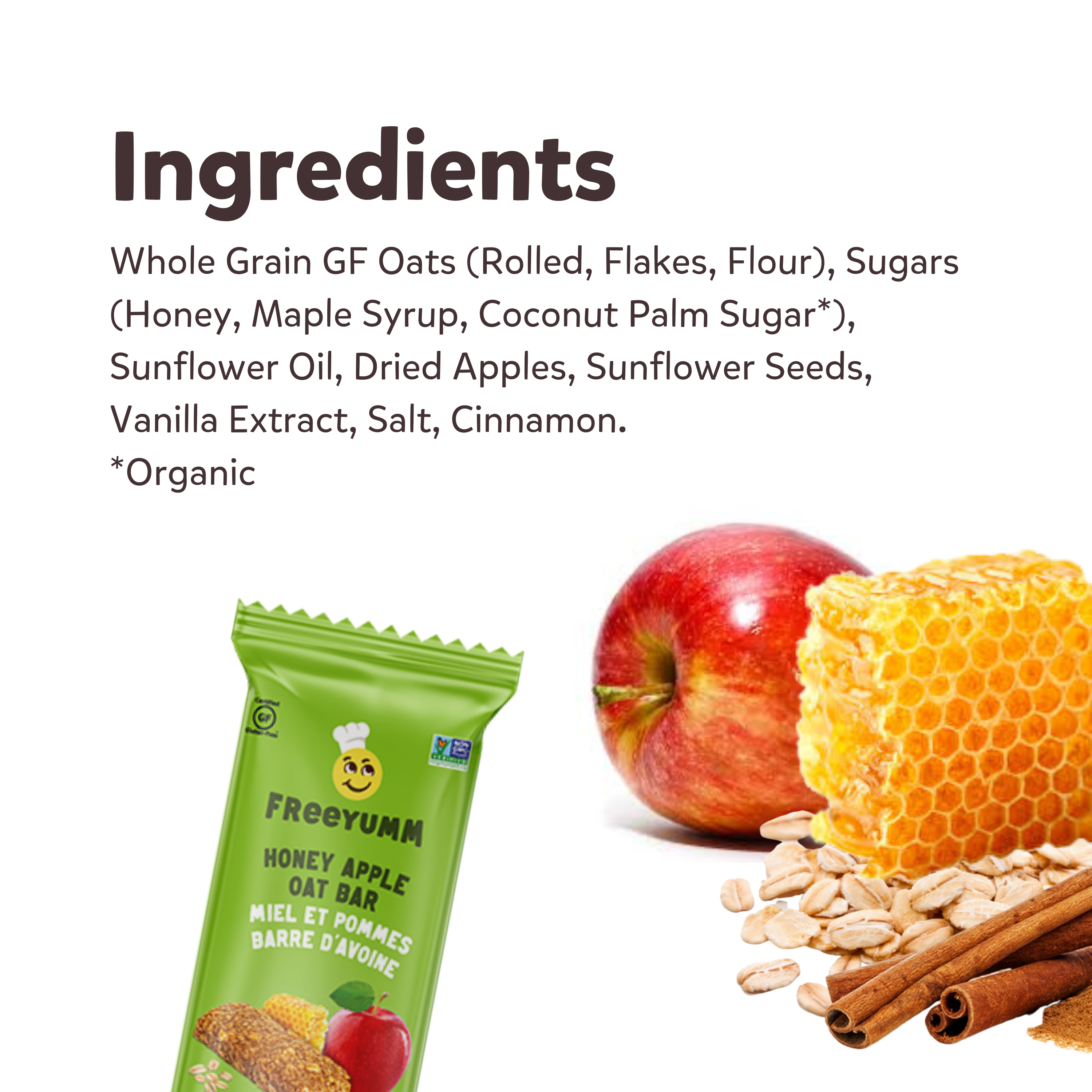 Honey Apple Soft Baked Bars by FreeYumm - Tier E kids snack