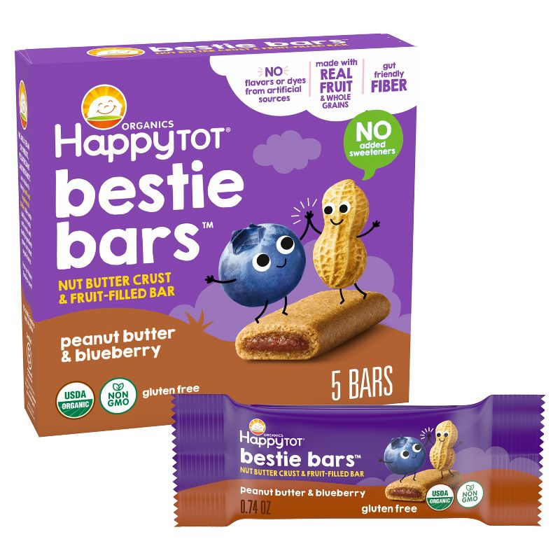 HappyTot Organics Bestie Bars Peanut Butter & Blueberry - 5ct/3.7oz by Happy Tot - Tier B kids snack