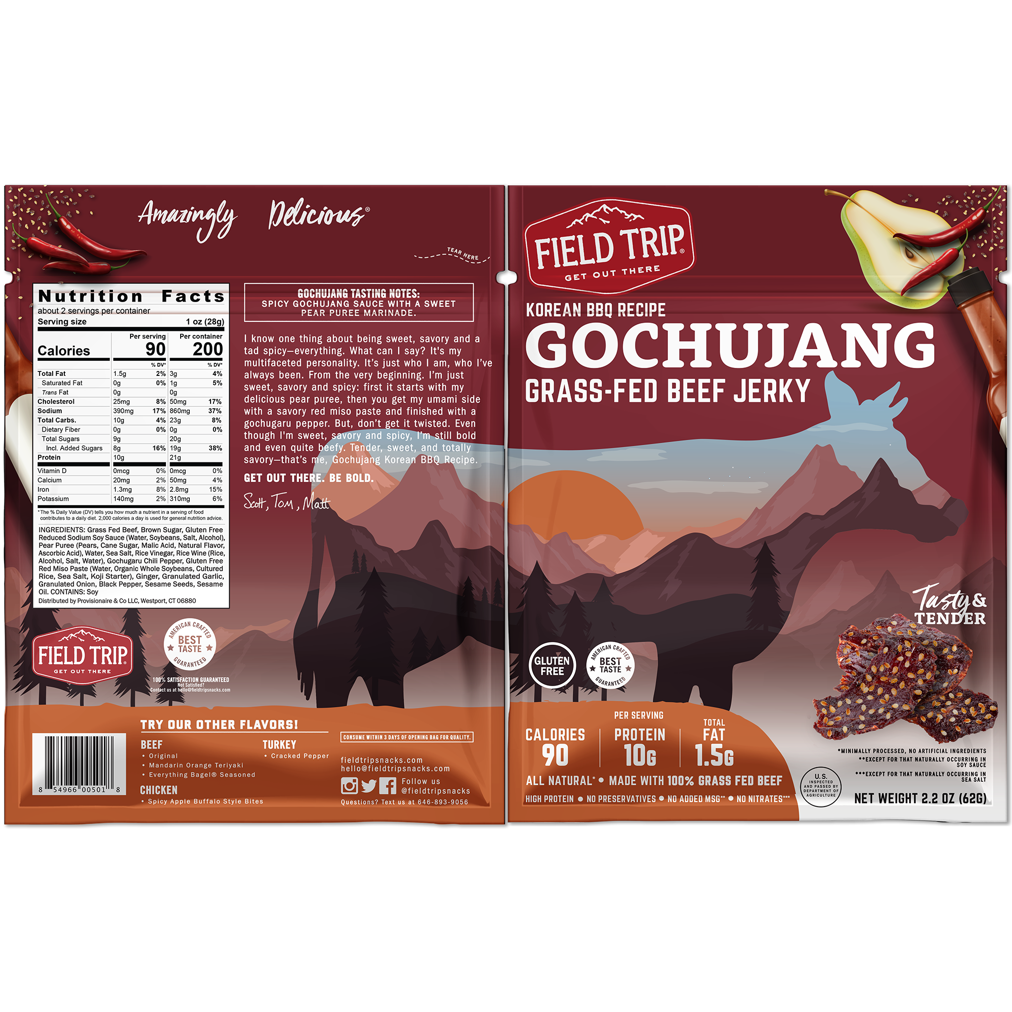 Gochujang Korean BBQ Grass-Fed Beef Jerky by Field Trip - Tier E kids snack
