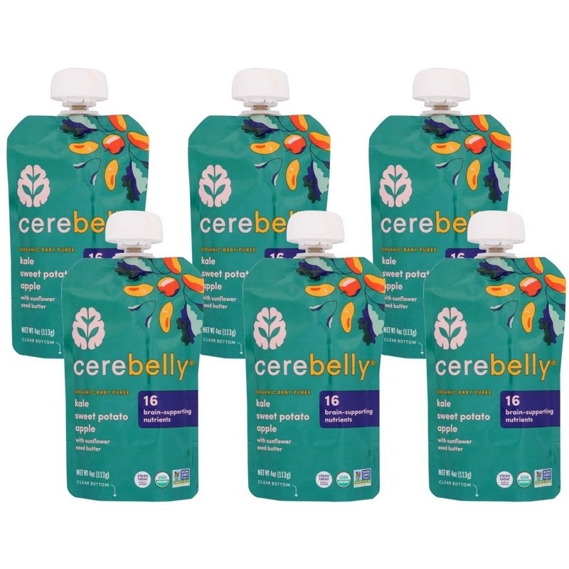 Cerebelly Organic Baby Puree Kale, Sweet Potato, and Apple - Case of 6/4 oz by Cerebelly - Tier B kids snack