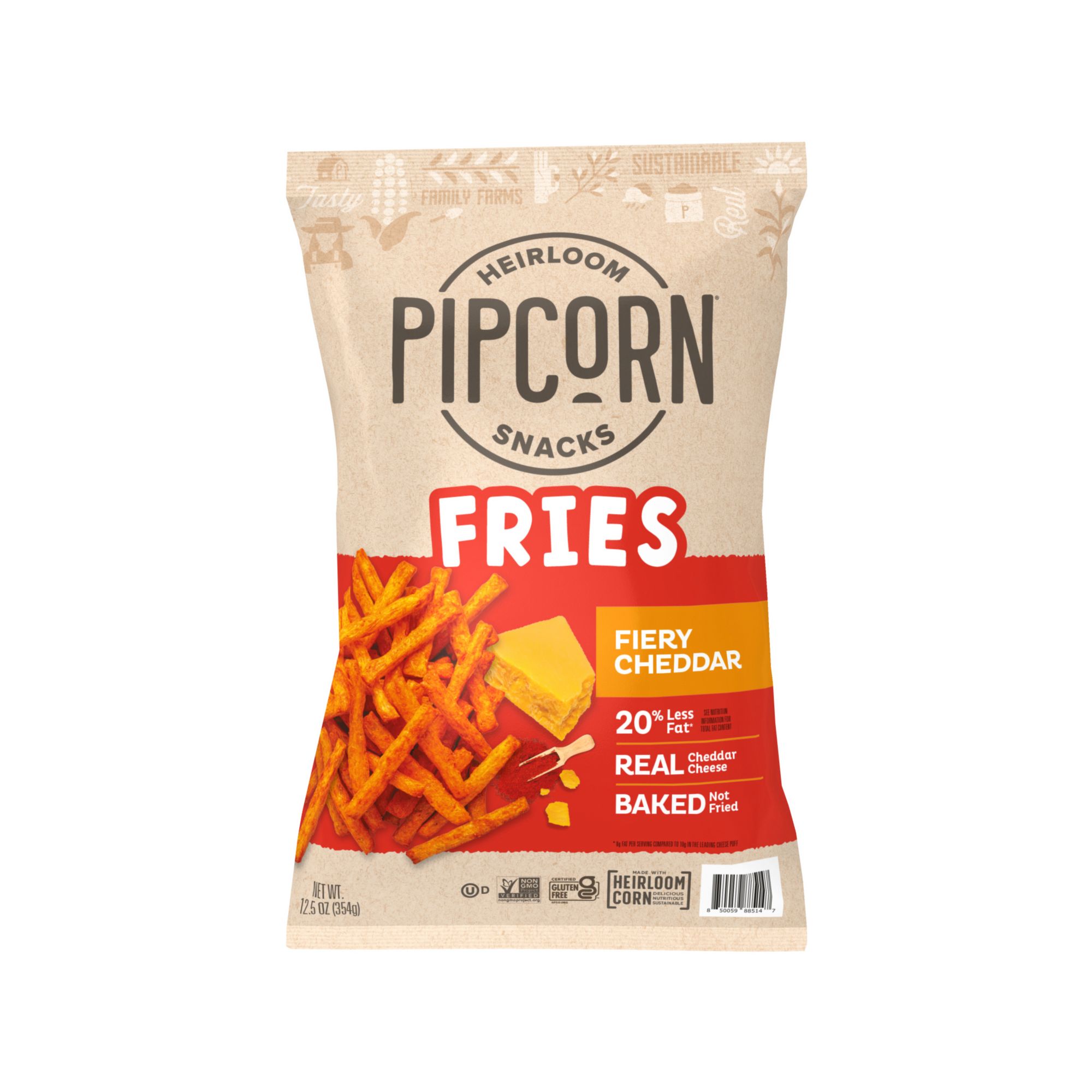 Fiery Cheddar Fries by Pipcorn - Tier A kids snack