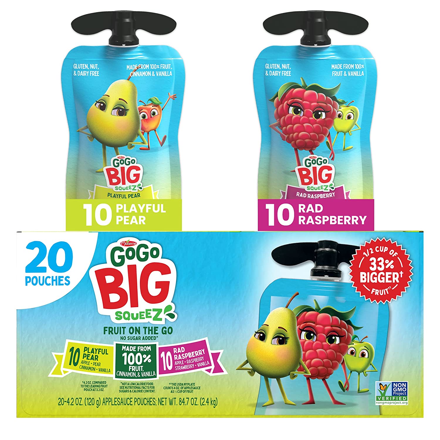 Variety Pack (Playful Pear / Rad Raspberry) Fruit On The Go by GoGo squeeZ