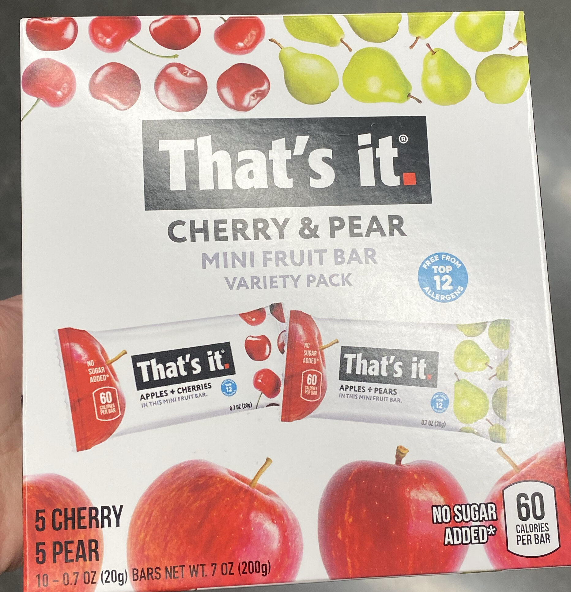 Cherry & Pear Mini Fruit Bar Variety Pack by That's It - Tier B kids snack