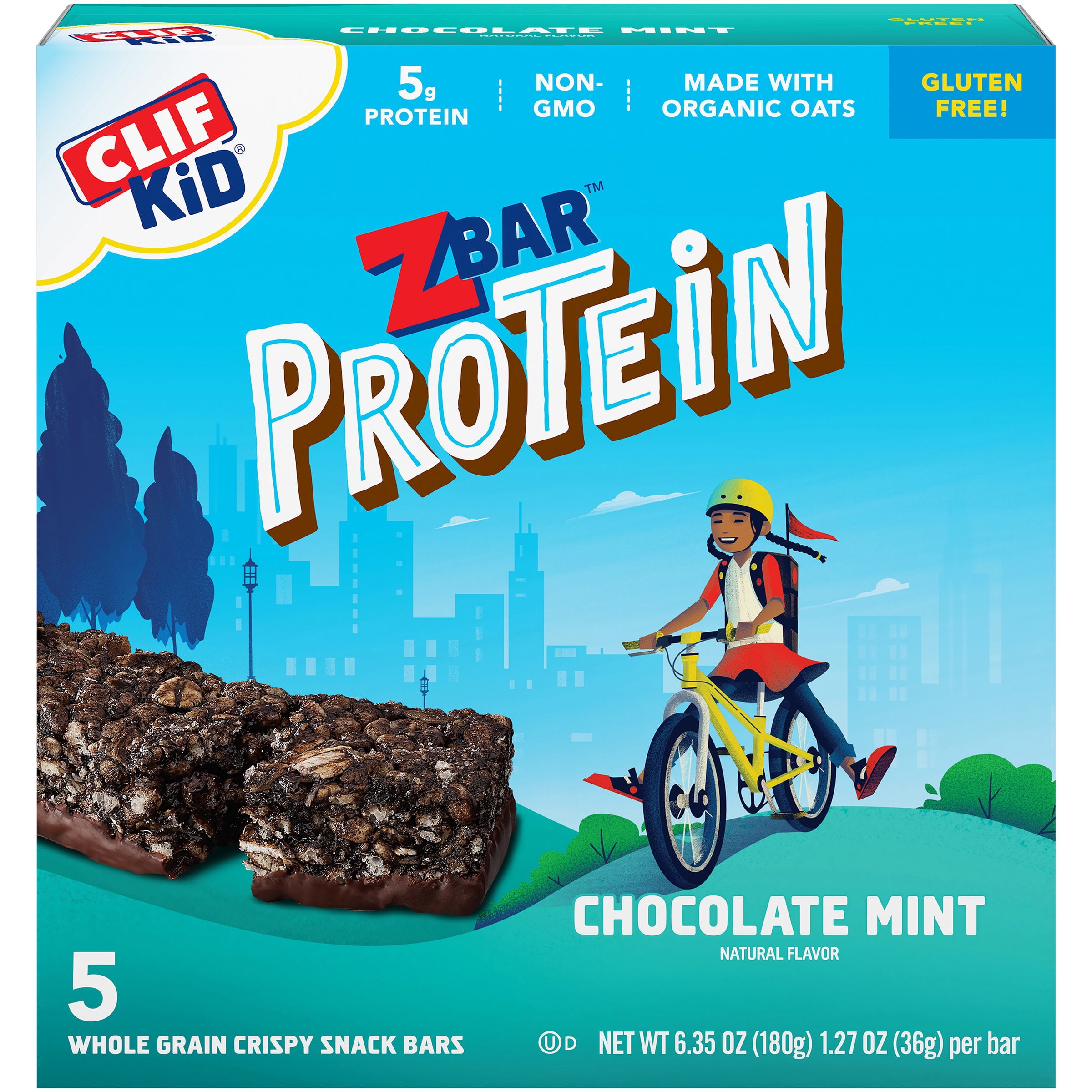 Chocolate mint whole grain protein snack bars, chocolate mint by Clif Kid - Tier E kids snack