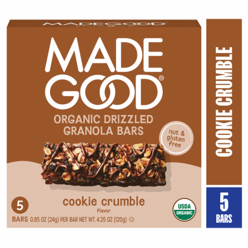 cookie crumble flavour organic drizzled granola bars by MadeGood - Tier B kids snack