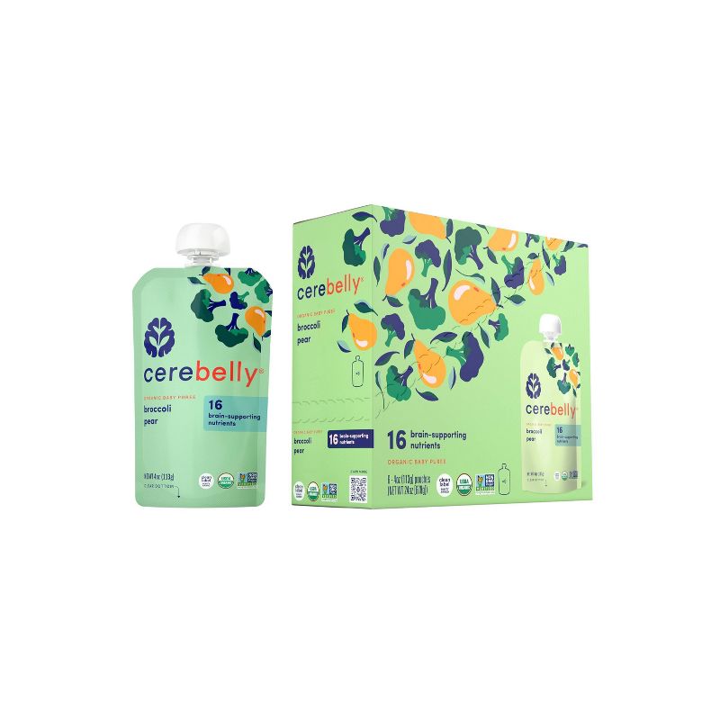 Cerebelly Organic Broccoli Pear Baby Food Pouch - 6pk/24oz by Cerebelly - Tier B kids snack