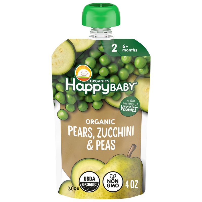 Happy Baby Organic Pears, Zucchini & Peas Baby Food Pouch by Happy Baby