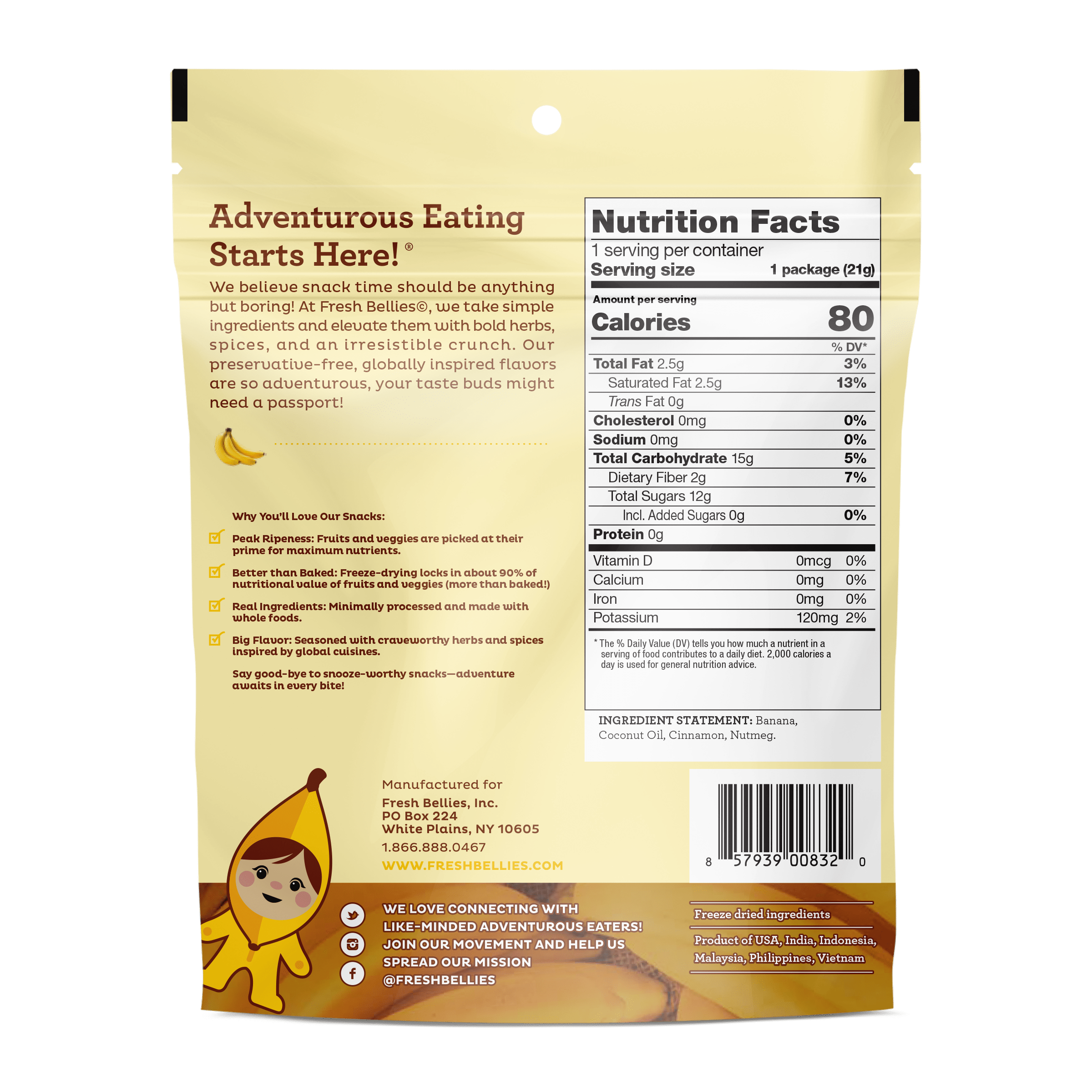 Banana-Fana-Fofana Snack (Banana Cinnamon Nutmeg) by Fresh Bellies - Tier B kids snack