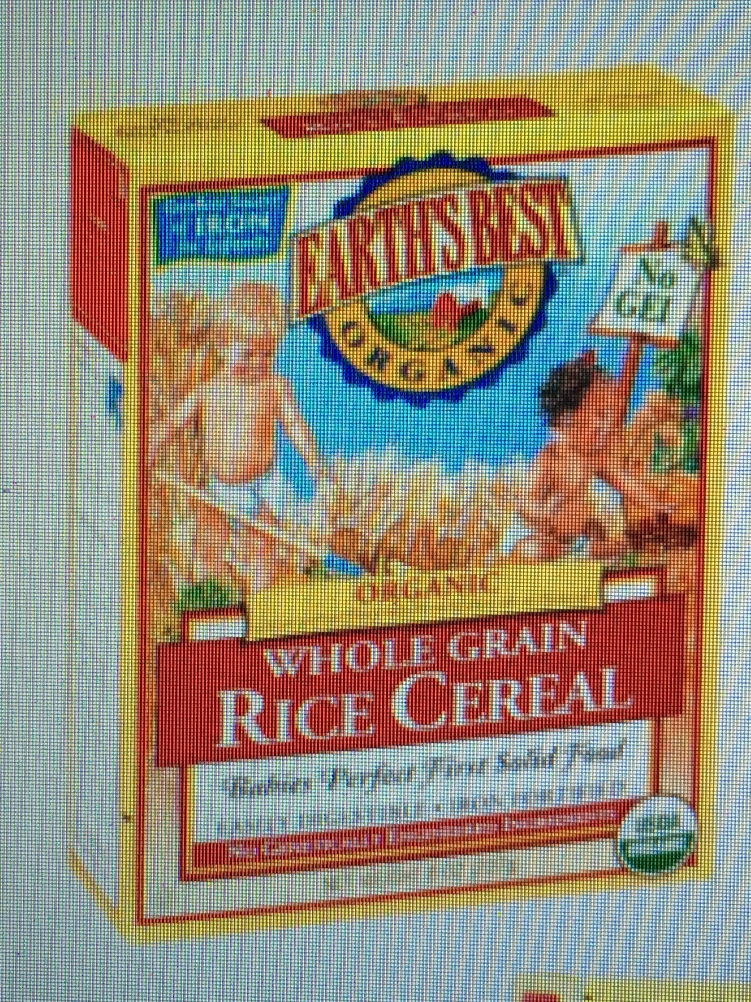 Certified organic whole grain rice cereal by Earth's Best - Tier A kids snack