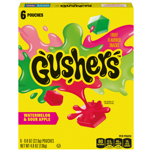 Fruit Flavored Sour Snacks, Apple Cherry Grape by Fruit gushers - Tier E kids snack