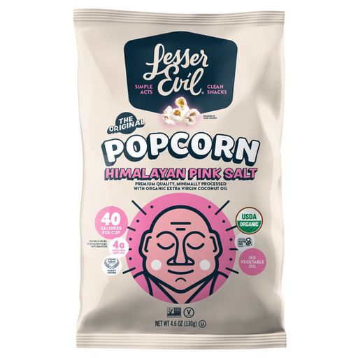 Organic Popcorn Sea Salt & Apple Cider Vinegar by LesserEvil - Tier A kids snack