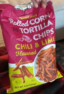 Rolled Corn Tortilla Chips Chili & Lime Flavored by Trader Joe's - Tier A kids snack