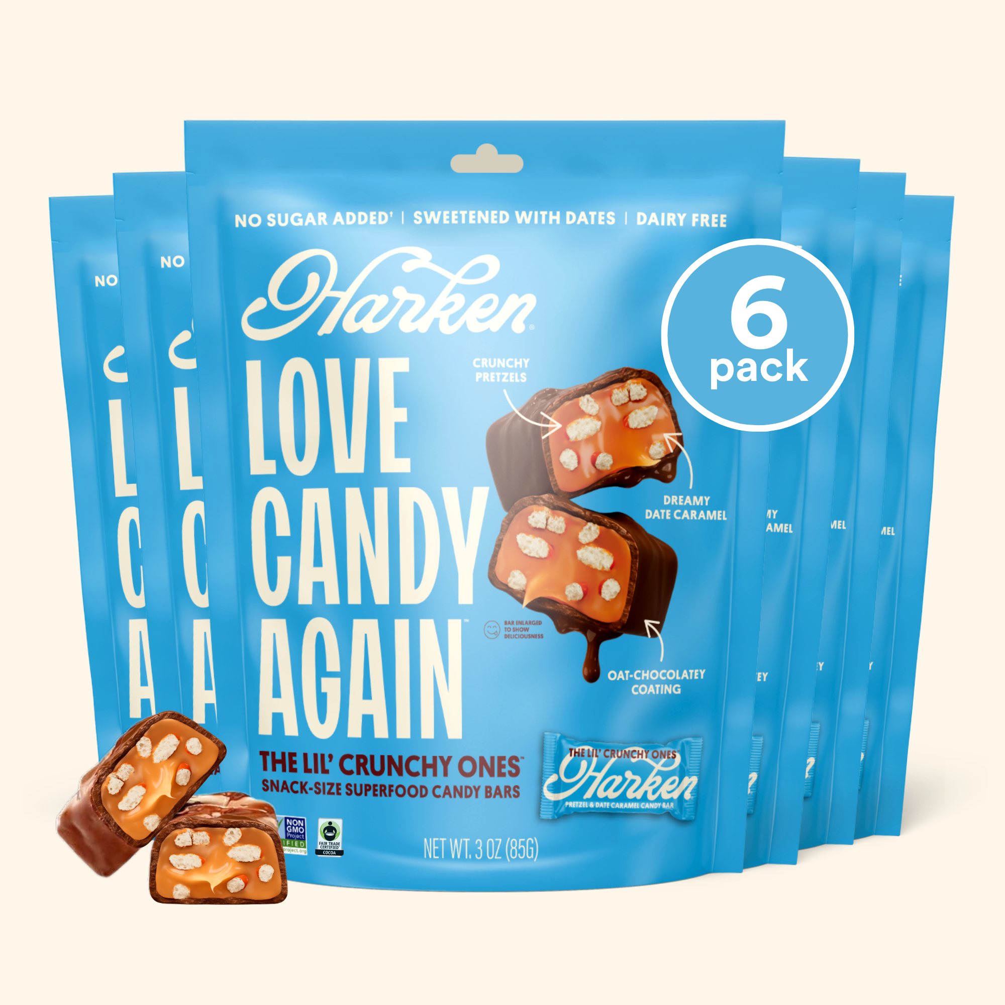 Harken The Lil' Crunchy Ones - Pretzel & Date Caramel Mini Candy Bars by Harken Sweets - Tier B kids snack