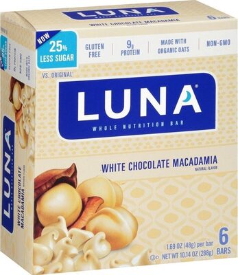 White chocolate macadamia bars by Luna - Tier E kids snack