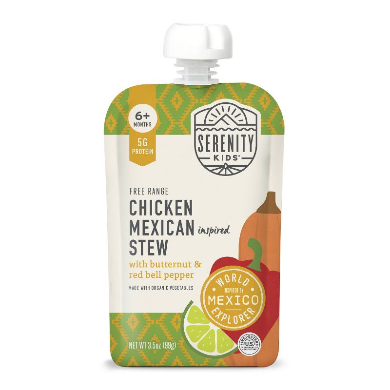 Serenity Kids World Explorer Free Range Chicken Mexican Inspired Stew with Organic Vegetables Baby Food Pouch by Serenity Kids - Tier B kids snack