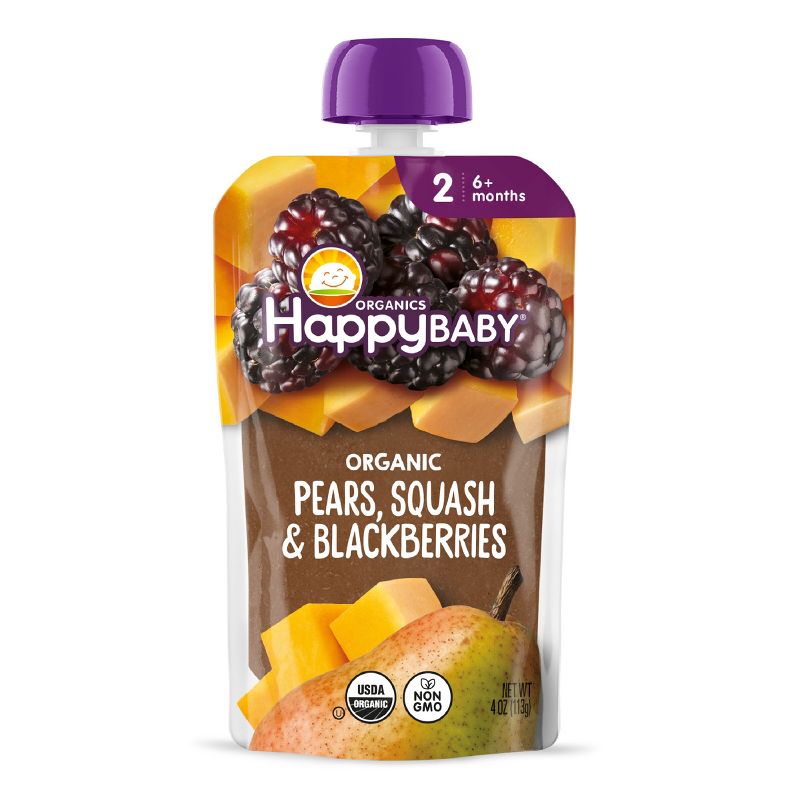 Happy Baby Organic Pears, Squash & Blackberries Baby Food Pouch by Happy Baby