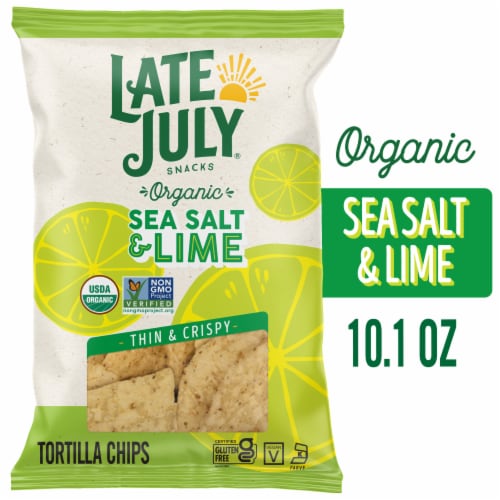 Organic Sea Salt & Lime Restaurant Style Tortilla Chips by Late July - Tier A kids snack