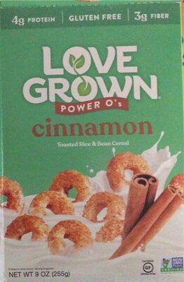 Love grown power o's cinnamon toasted cereal made with beans by Love Grown - Tier E kids snack