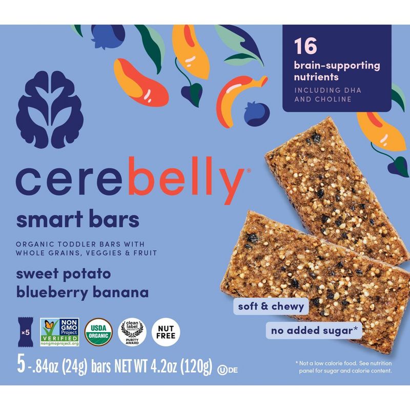 Cerebelly Organic Blueberry Banana Sweet Potato Smart Snack Bars by Cerebelly - Tier B kids snack