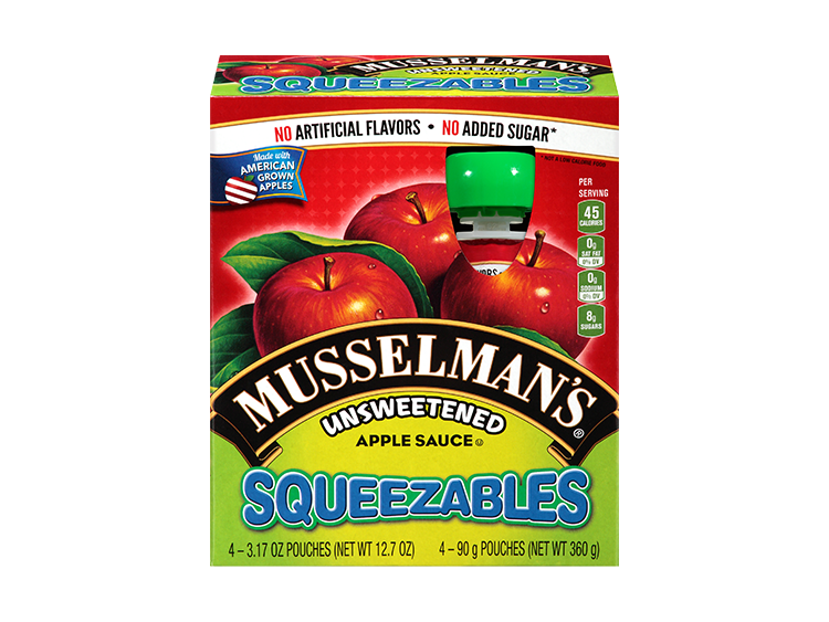 Unsweetened Apple Sauce Squeezables Pouches by Musselman's - Tier B kids snack