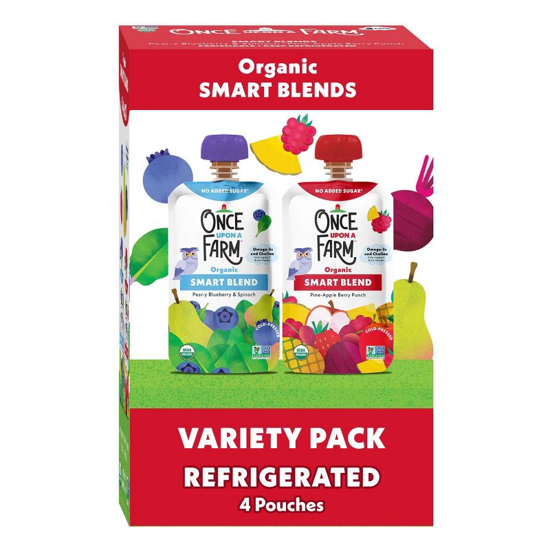 Once Upon a Farm Organic Smart Blend Kids' Snack Variety Pack - 12.8oz/4ct Pouches by Once Upon a Farm - Tier B kids snack