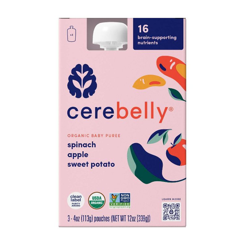 Cerebelly Spinach Apple Sweet Potato Baby Meals Multipack by Cerebelly - Tier B kids snack