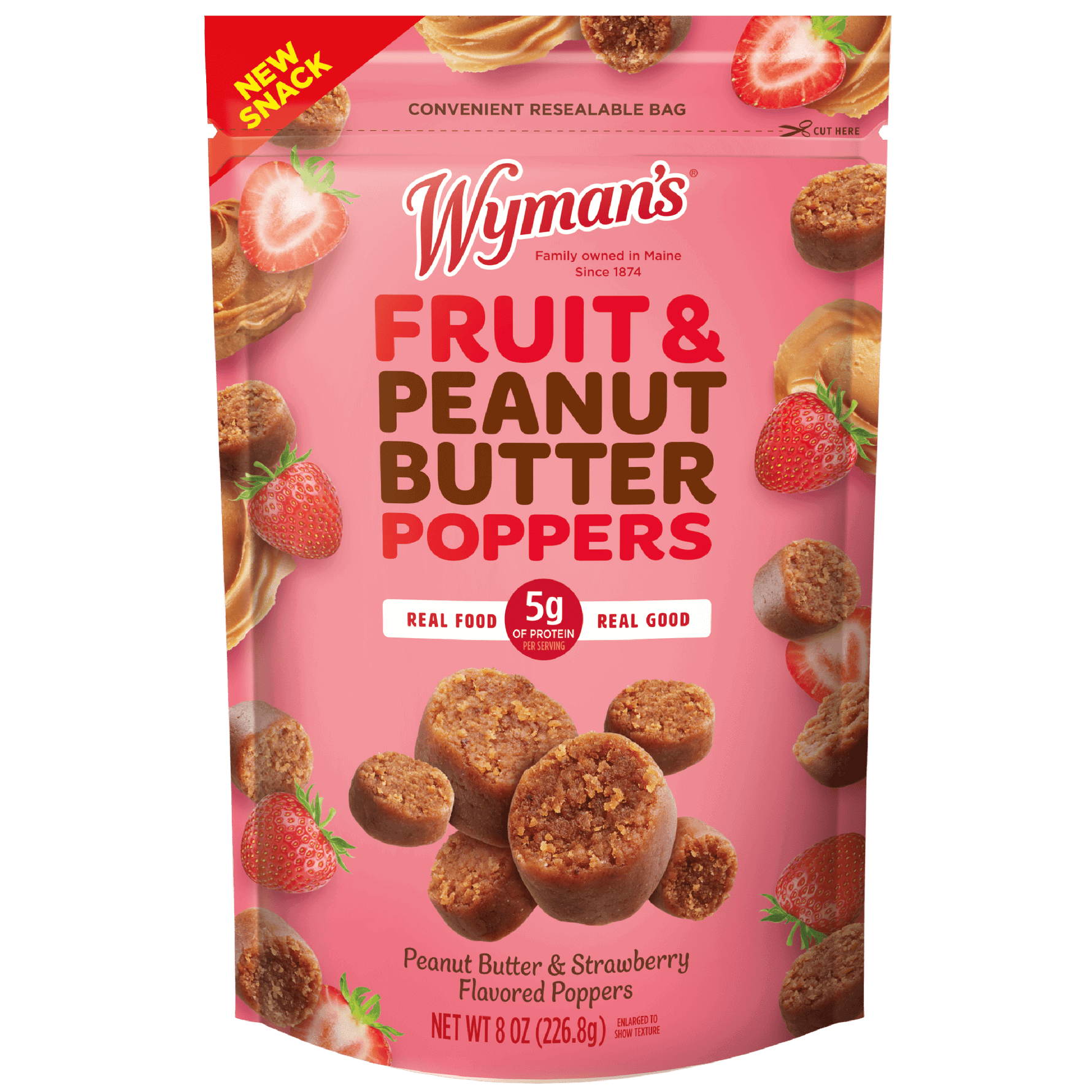 Wyman's Fruit & Peanut Butter Poppers 8oz Snack Bag - Strawberry by Wyman's - Tier C kids snack