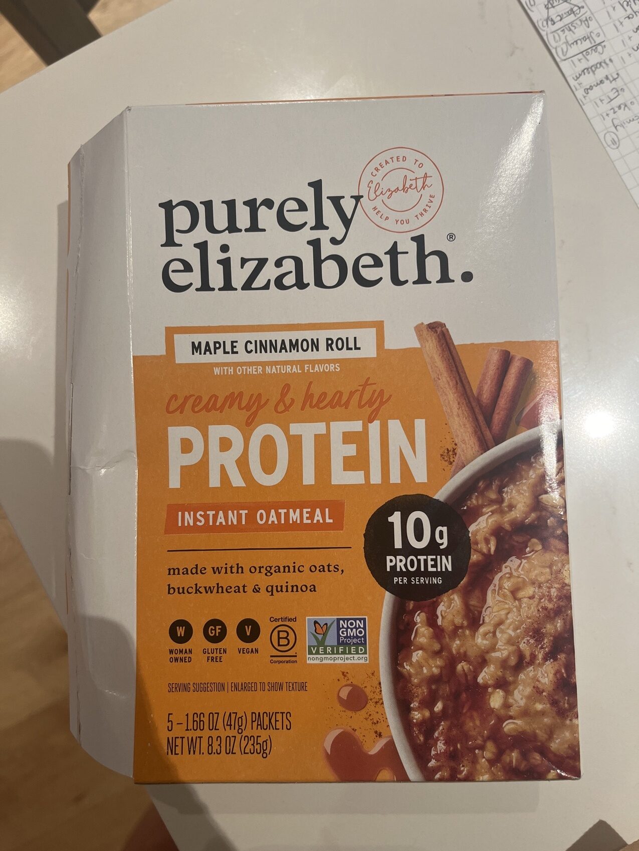 Maple Cinnamon Roll Instant Oatmeal by Purely Elizabeth - Tier C kids snack