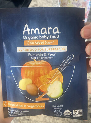 Organic Pumpkin & Pear Hint Of Cinnamon Baby Food by Amara - Tier D kids snack