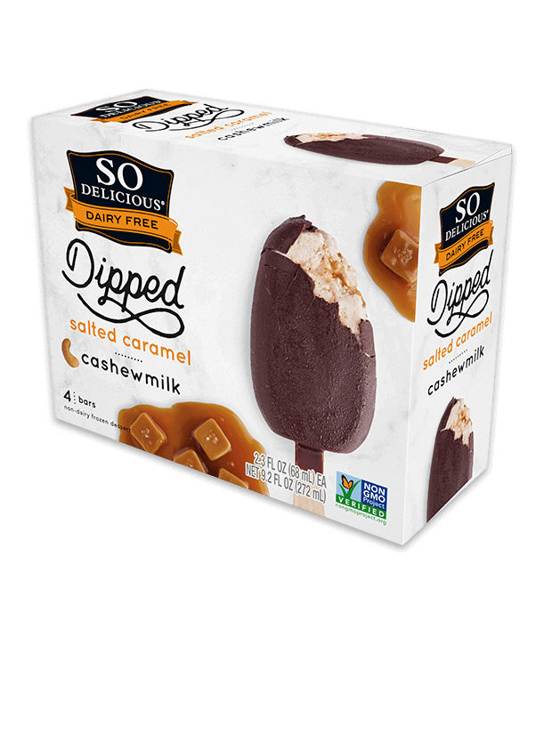 Dipped Salted Caramel Bars with Cashewmilk by So Delicious - Tier E kids snack