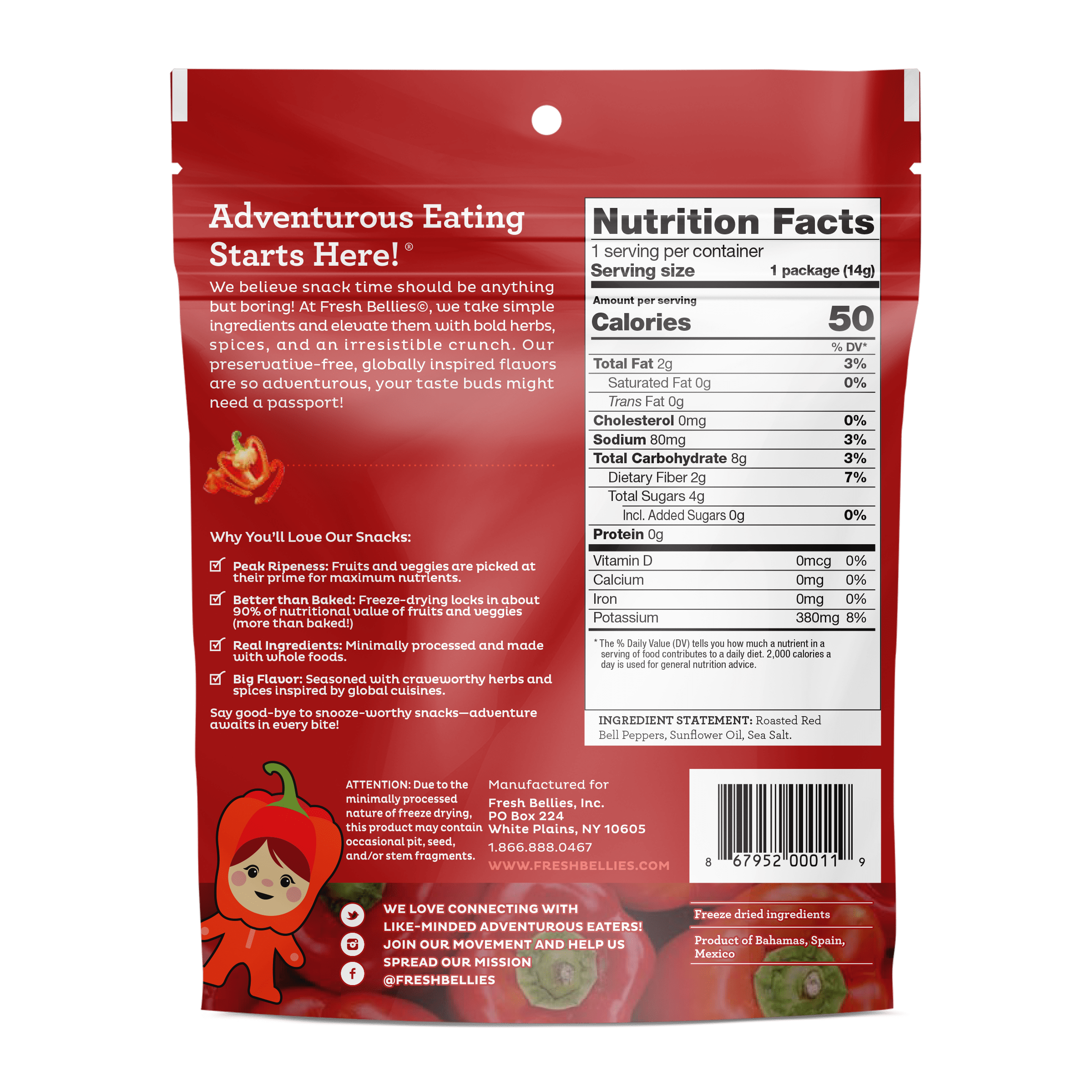 Pepperlicious Snack (Roasted Red Pepper) by Fresh Bellies - Tier B kids snack