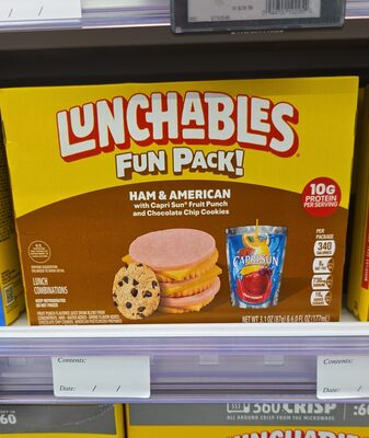 Lunchables Ham & American with Capri Sun Fruit Punch and Chocolate Chip Cookies by Lunchables - Tier E kids snack