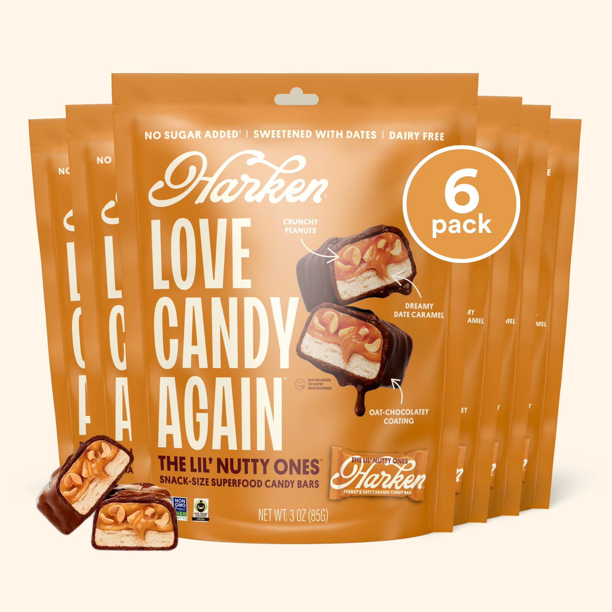 Harken The Lil' Nutty Ones - Peanut & Date Caramel Mini Candy Bars by Harken Sweets - Tier B kids snack