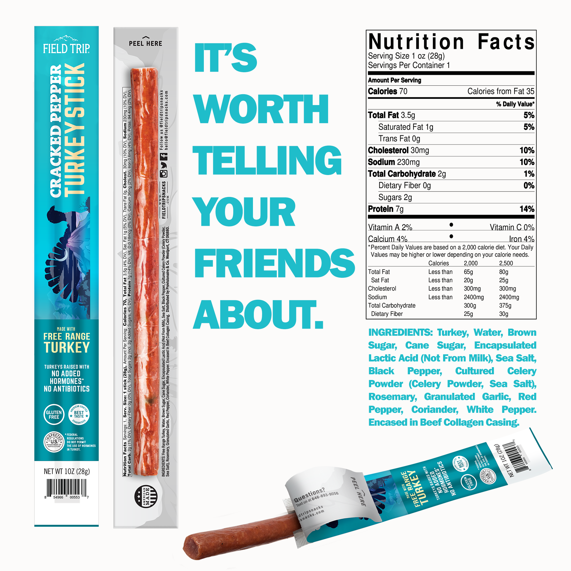 Cracked Pepper Turkey Stick by Field Trip - Tier C kids snack
