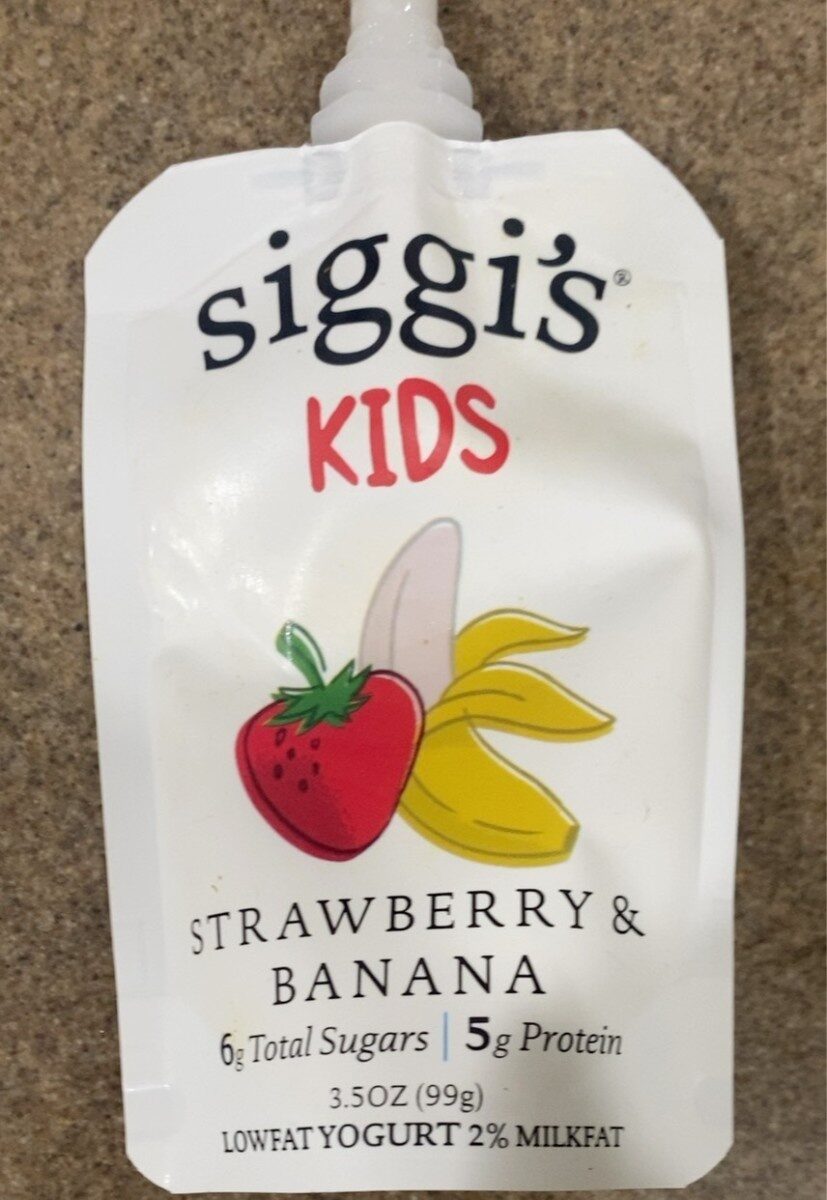Low fat strawberry banana kid’s yogurt by Siggi's - Tier D kids snack