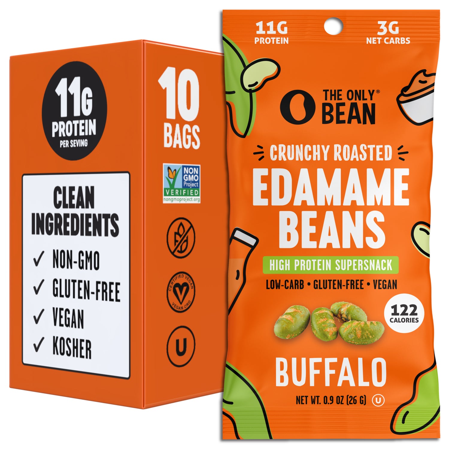 Crunchy Roasted Edamame ā Buffalo by The Only Bean - Tier B kids snack