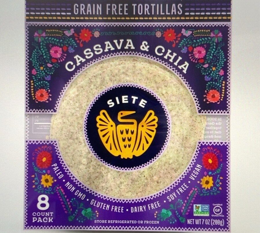 Grain Free Tortillas - Cassava & Chia by Siete - Tier B kids snack