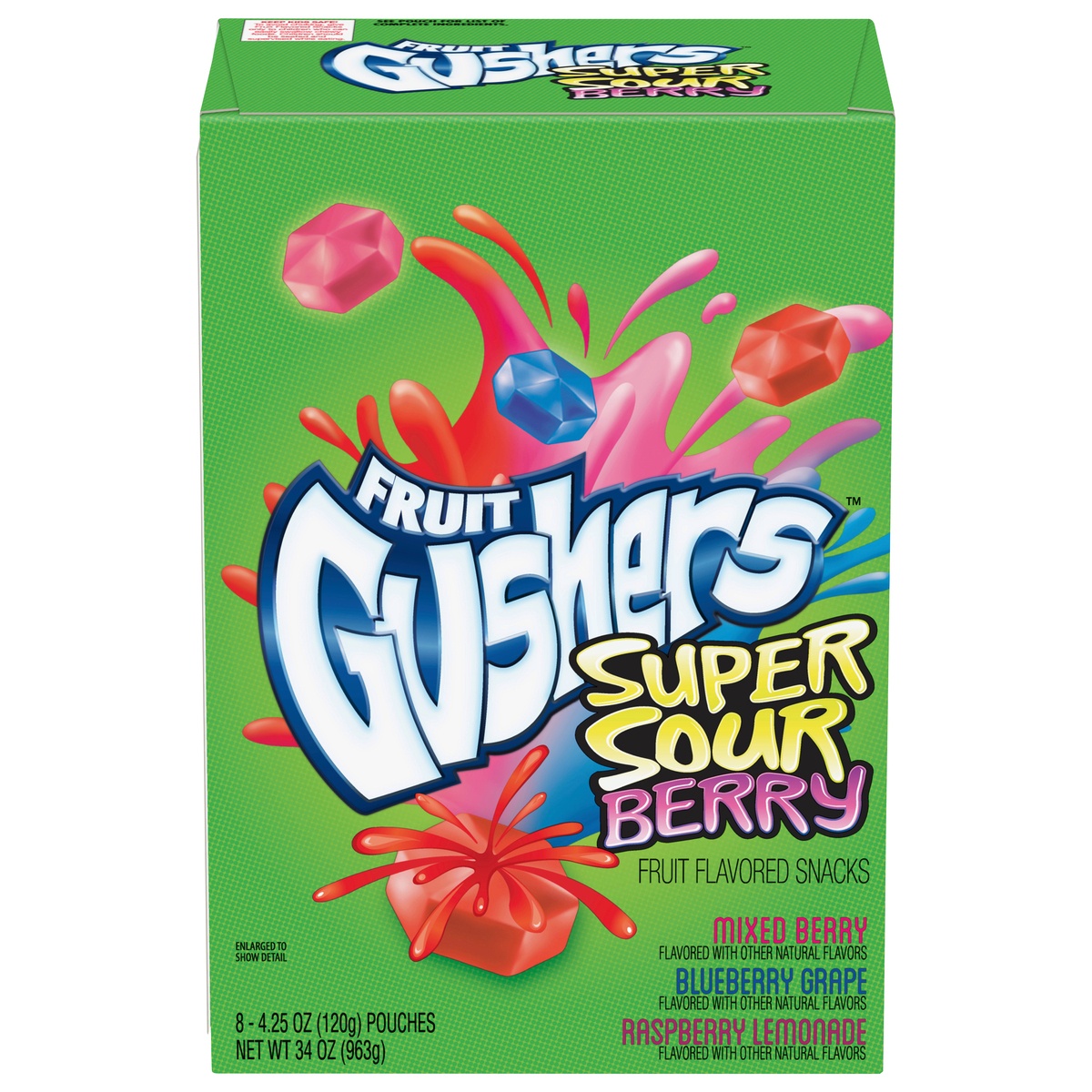 Super Sour Gushers Fruit Flavored Snacks 6 Count by Fruit Gushers - Tier E kids snack