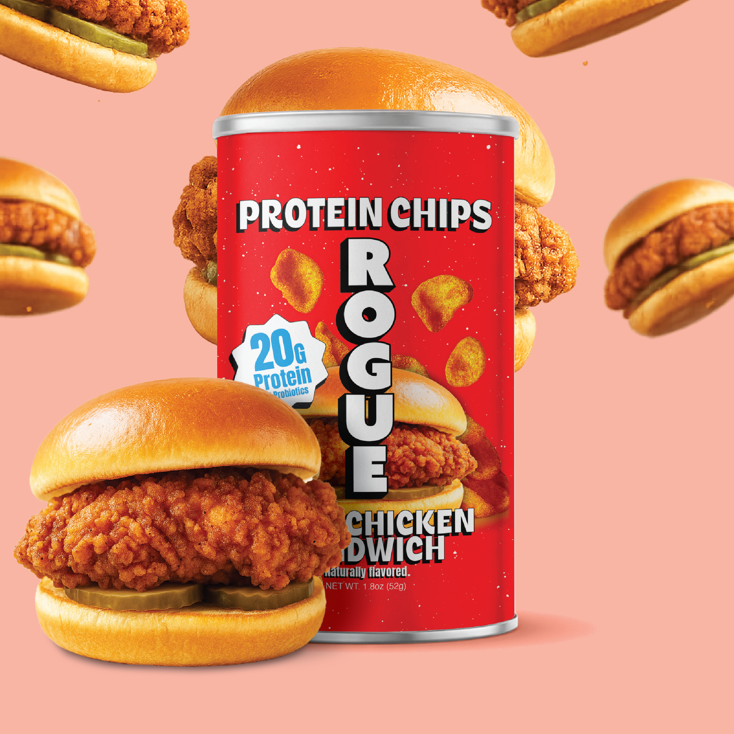 Rogue Spicy Chicken Sandwich Protein Chips (Can) by Rogue - Tier B kids snack