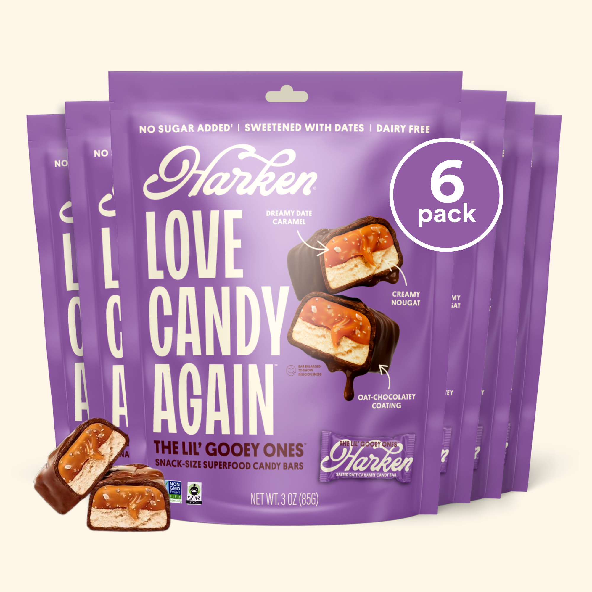Harken The Lil' Gooey Ones - Date Caramel Mini Candy Bars by Harken Sweets - Tier B kids snack