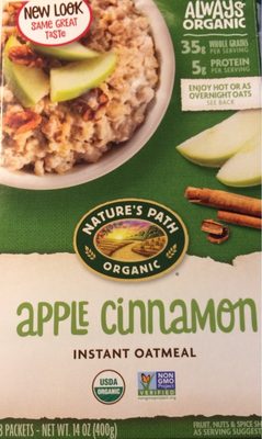 Apple Cinnamon Instant Oatmeal by Nature's Path - Tier E kids snack