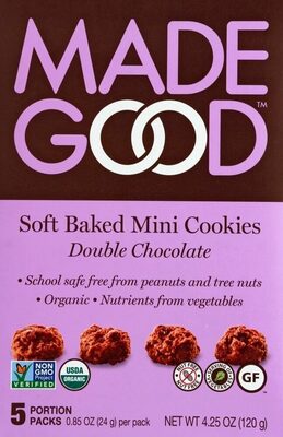 Soft Baked Mini Cookies Double Chocolate by MadeGood - Tier E kids snack