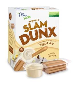 Slam Dunx, Organic Vanilla Wheat Sticks With Yogurt Dip, Vanilla Coconut by Plum Organics - Tier E kids snack