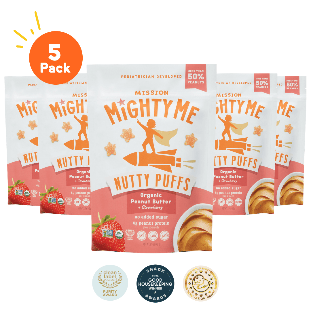 Strawberry Peanut Butter Puffs by Mission MightyMe - Tier A kids snack