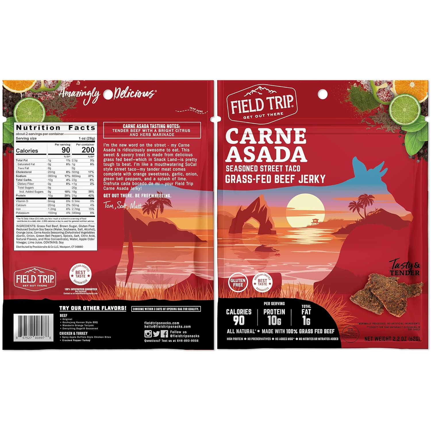 Carne Asada Grass-Fed Beef Jerky by Field Trip - Tier E kids snack