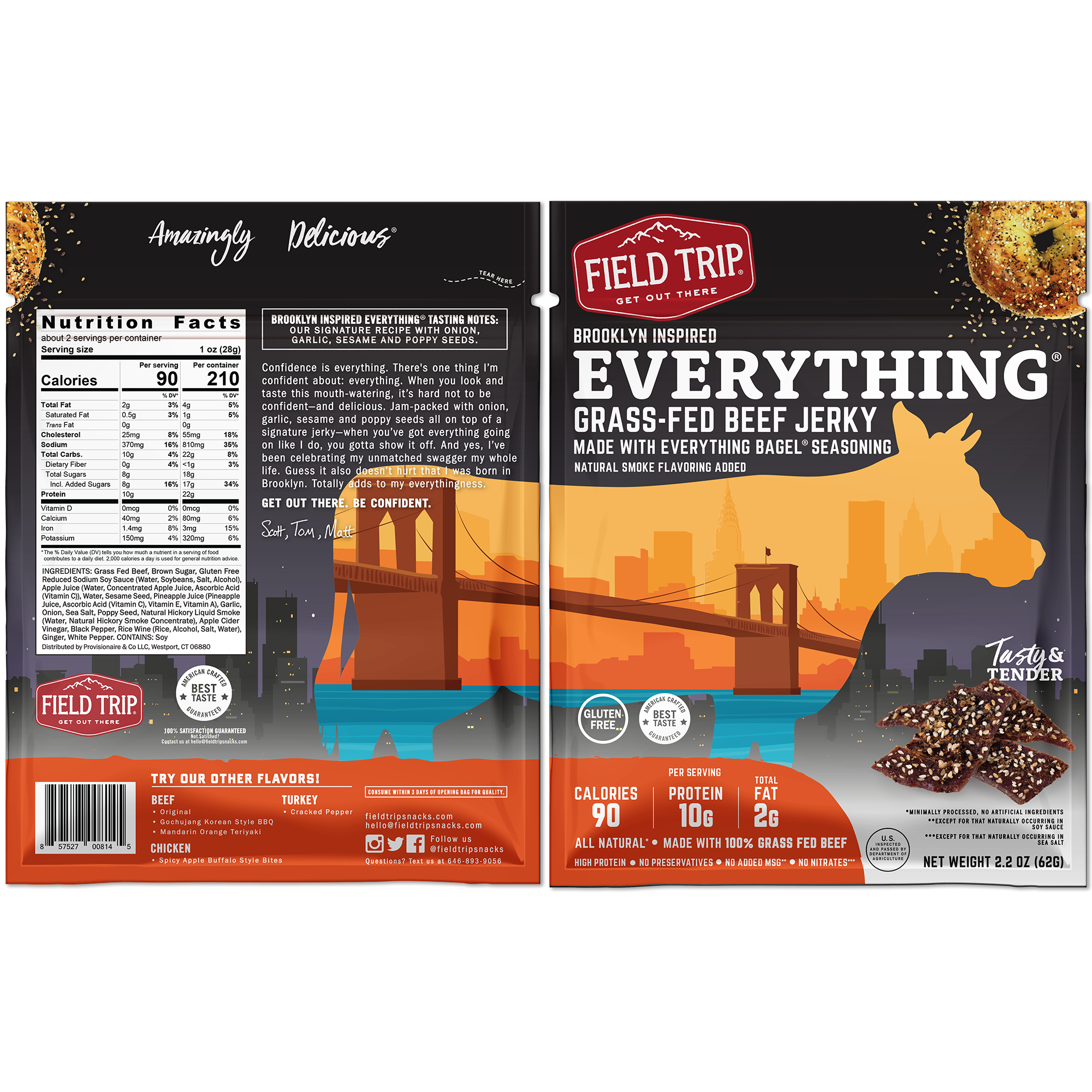 Brooklyn Everything Bagel Grass-Fed Beef Jerky by Field Trip - Tier E kids snack