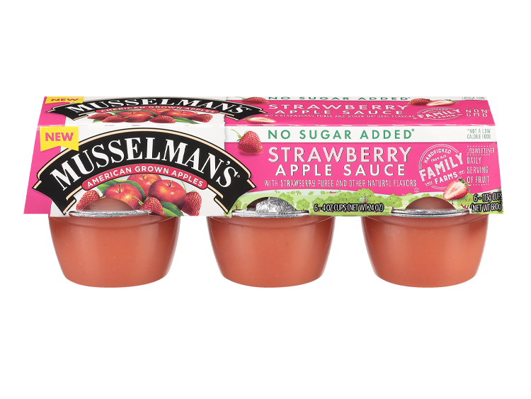 No Sugar Added Strawberry Apple Sauce Cups by Musselman's - Tier B kids snack